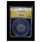 1932-D WASHINGTON QUARTER DOLLAR - VF 30 (ANACS)