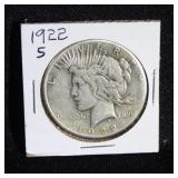 1922 S PEACE SILVER DOLLAR