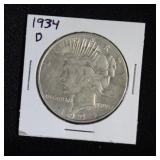 1934 D PEACE SILVER DOLLAR