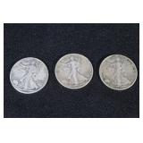 (3) WALKING LIBERTY HALF DOLLARS