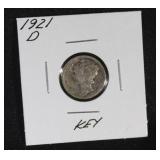 1921 D MERCURY DIME