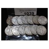 (13) WALKING LIBERTY HALF DOLLARS - 1941-1946