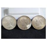 (3) PEACE SILVER DOLLARS - 1922, 1924