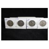 (4) WALKING LIBERTY HALF DOLLARS (1941-1944)