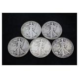 (5) WALKING LIBERTY HALF DOLLARS