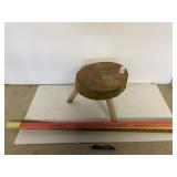 HOMEMADE WOODEN STOOL & ADVERTISING YARD STICK