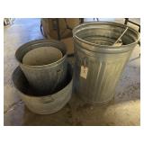 METAL GARBAGE CAN AND WASH TUB