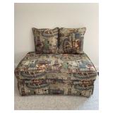 DOG PRINT OTTOMAN W/ PILLOWS