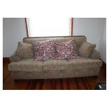 UPHOLSTERED COUCH WITH THROW PILLOWS