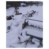 2 OLDER MANURE SPREADERS, DISCS, PARTS AND PIECES