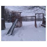 SWING SET WITH SWINGS, MONKEY BARS, SLIDE
