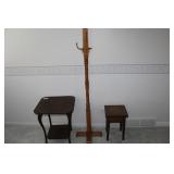 2 END STANDS  AND COAT RACK