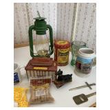 JOHN DEERE LANTERN WITH MISC. GLASS