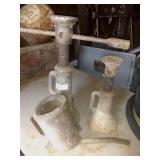 2 SCREW JACKS AND VINTAGE NON-SPILL FUNNEL