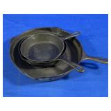 3 CAST IRON SKILLETS