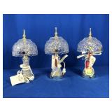 3 NEAR NEW LEAD GLASS LAMPS - WORKING
