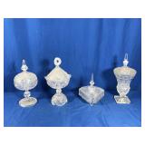 COVERED CANDY DISHES - CRYSTAL, CUT GLASS