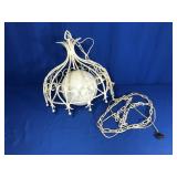 WHITE BOWLING BALL GLOBE HANGING LAMP