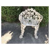 SMALL WROUGHT IRON GARDEN BENCH - WHITE