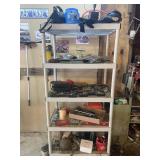 RACK WITH HAND TOOLS & MISC ITEMS
