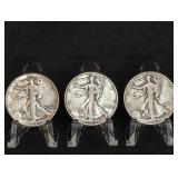 1944-S, 1942-D, 1945 WALKING LIBERTY HALF DOLLARS