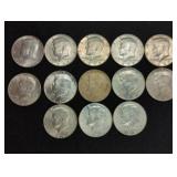 (13) 40% SILVER JFK HALF DOLLARS