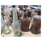35 DUG BOTTLES - DAMAGED CROCK