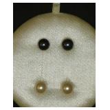 2 PAIRS OF 14K GOLD GENUINE PEARL EARRINGS