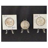 1917, 1928-S, 1936-S WALKING LIBERTY HALF DOLLARS