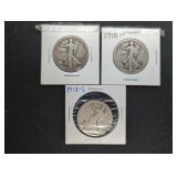 (3) WALKING LIBERTY HALF DOLLARS