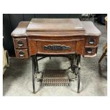 WHITE SEWING MACHINE IN CABINET