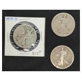 (3) WALKING LIBERTY HALF DOLLARS