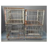 (4) METAL MILK CRATES