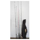 (7) FISHING RODS & A BAG