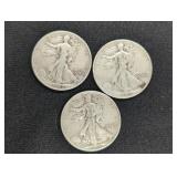(3) WALKING LIBERTY HALF DOLLARS