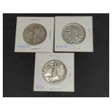 (3) WALKING LIBERTY HALF DOLLARS