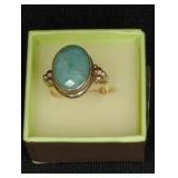 STERLING SILVER COMMERCIAL EMERALD RING