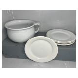 IRONSTONE CHAMBER POT AND DISHES