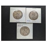 (3) WALKING LIBERTY HALF DOLLARS