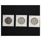 (3) WALKING LIBERTY HALF DOLLARS