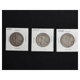 (3) WALKING LIBERTY HALF DOLLARS