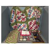 QUILT TOPPER, PIECES AND HOOK RUG