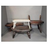 GROUPING OF WOODEN BENCHES