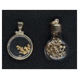 (2) GOLD FLAKE ALASKAN PENDANTS