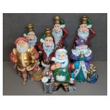 CERAMIC SANTA CLAUS CANDLESTICKS AND FIGURINES
