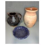 POTTERY PITCHER ,VASE AND PLATES