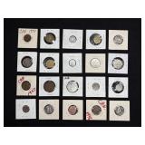 20 CANADIAN AND FOREIGN COINS IN FLIPS