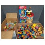KIDS WOODEN BLOCKS AND FISHER PRICE TOYS