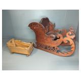 DOLL WOODEN SLEIGH & CRIB