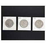 (3) WALKING LIBERTY HALF DOLLARS